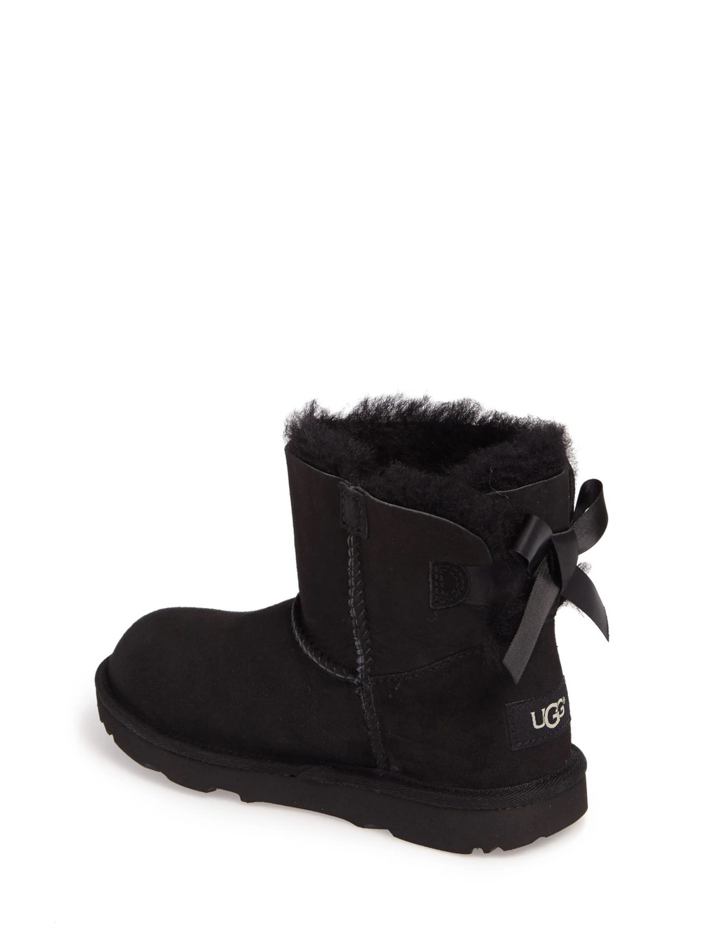 New UGG Toddler Bailey Bow II Black Sheepskin Boots with Bow Size 8